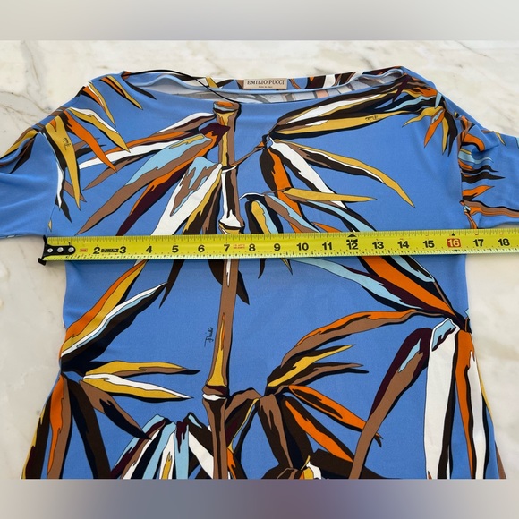 EMILIO PUCCI BLUE MULTI BAMBOO DRESS MODEL 71RL51 SIZE IT 40 / US 6 NWOTS! - Picture 8 of 17